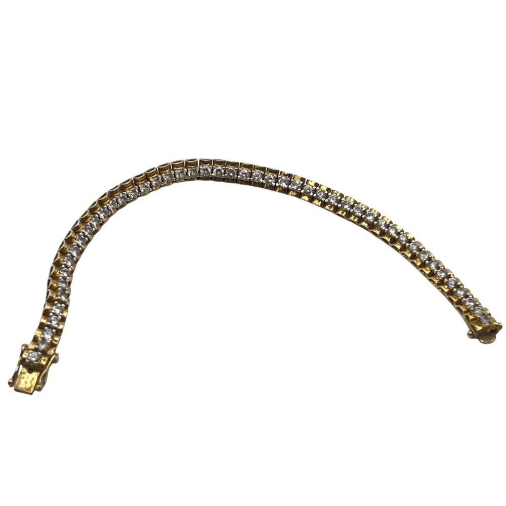 PAJ Sterling Silver Vermeil CZ Tennis Bracelet 7" 15.27g 6mm Classic Layering - Picture 8 of 13